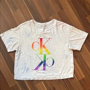 Calvin Klein White Rainbow Logo T-Shirt
